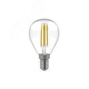Лампа светодиодная филаментная LED 5.5 Вт 510 лм 2700К AC180-240В E14 шар P45 теплая (промоупаковка 3 лампы) Basic Gauss 1051116T GAUSS - 2