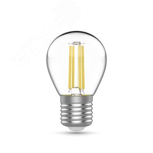 Лампа светодиодная филаментная LED 4,5 Вт 420 Лм 4100К E27 шар P45 белая Basic 1051215 GAUSS - 2