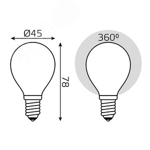 Лампа светодиодная филаментная LED 5 Вт 420 лм 2700К AC150-265В E14 шар P45 теплая матовая колба Black Filament Gauss 105201105 GAUSS - 8