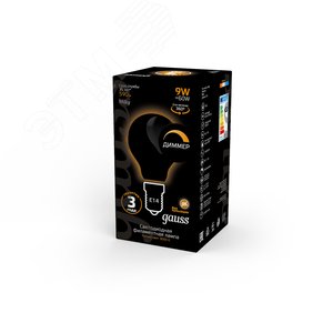 Лампа светодиодная филаментная LED 9 Вт 590 лм 3000К шар P45 теплый E14 AC 220В матовая колба диммируемая Black Filament - фото 4