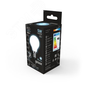 Лампа светодиодная филаментная LED 5 Вт 450 лм 4100К шар P45 нейтральный E14 AC 220В матовая колба Black Filament - фото 4