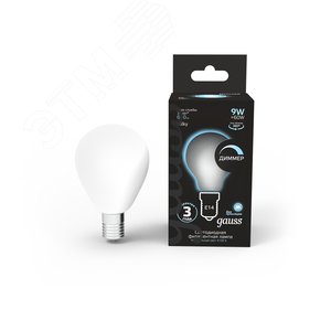 Лампа светодиодная филаментная LED 9 Вт 610 лм 4100К AC185-265В E14 шар P45 нейтральный матовая колба диммируемая Black Filament 105201209-D GAUSS - 3