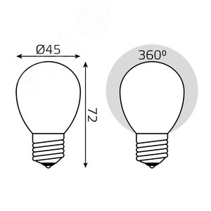 Лампа светодиодная филаментная LED 5 Вт 420 лм 2700К AC150-265В E27 шар P45 теплая матовая колба Black Filament 105202105 GAUSS - 8