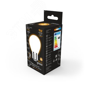 Лампа светодиодная филаментная LED 9 Вт 590 лм 3000К шар P45 теплый E27 AC 220В матовая колба Black Filament - фото 4