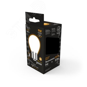 Лампа светодиодная филаментная LED 9 Вт 590 лм 3000К шар P45 теплый E27 AC 220В матовая колба Black Filament - фото 5