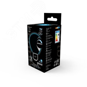 Лампа светодиодная филаментная LED 9 Вт 610 лм 4100К шар P45 нейтральный E27 AC 220В матовая колба диммируемая Black Filament - фото 4