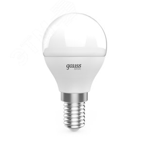 Лампа светодиодная LED 5.5 Вт 525 лм 4100К AC180-240В E14 шар P45 нейтральный (промоупаковка 3 лампы) Basic Gauss 10531252T GAUSS - 2