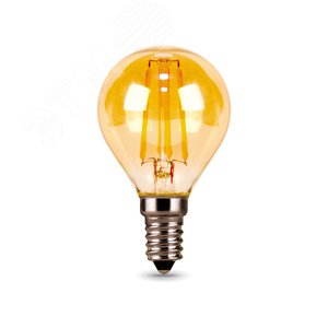 Лампа светодиодная филаментная LED 5 Вт 400 лм 2700К шар P45 теплый E14 AC 220В золотистая колба Black Filament - фото 1