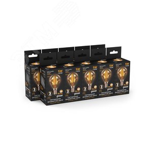 Лампа светодиодная филаментная LED 5 Вт 400 лм 2700К шар P45 теплый E14 AC 220В золотистая колба Black Filament - фото 4