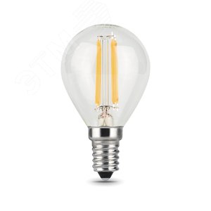 Лампа светодиодная филаментная LED 5 Вт 420 лм 2700К AC185-265В E14 шар P45 теплая Black Filament 105801105 GAUSS - 5