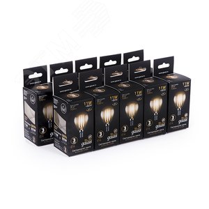 Лампа светодиодная филаментная LED 11 Вт 810 лм 2700К AC150-265В E14 шар P45 теплая  Black Filament Gauss 105801111 GAUSS - 7