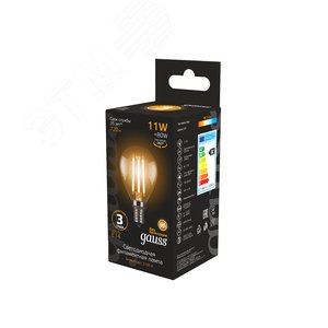 Лампа светодиодная филаментная LED 11 Вт 810 лм 2700К AC150-265В E14 шар P45 теплая  Black Filament Gauss 105801111 GAUSS - 8