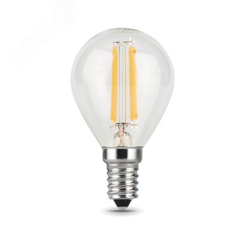 Лампа светодиодная филаментная LED 7 Вт 580 лм 4100К шар P45 нейтральный E14 AC 220В прозрачная колба Black Filament - фото 1