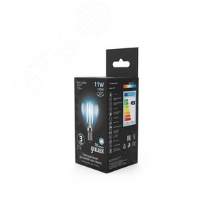 Лампа светодиодная филаментная LED 11 Вт 830 лм 4100К AC150-265В E14 шар P45 нейтральный  Black Filament Gauss 105801211 GAUSS - 8