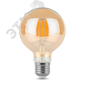 Лампа светодиодная филаментная LED 6 Вт 620 лм 2400К AC185-265В E27 шар G95 теплая золотистая колба диммируемая Black Filament Gauss