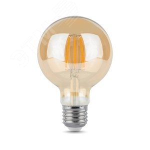 Лампа светодиодная филаментная LED 6 Вт 550 лм 2400К AC185-265В E27 шар G95 теплая золотистая колба Black Filament 105802006 GAUSS - 4