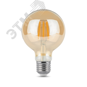 Лампа светодиодная филаментная LED 6 Вт 550 лм 2400К AC185-265В E27 шар G95 теплая золотистая колба Black Filament 105802006 GAUSS