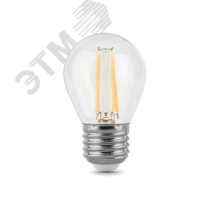 Лампа светодиодная филаментная LED 5 Вт 420 лм 2700К AC185-265В E27 шар P45 теплая диммируемая Black Filament