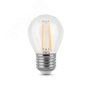 Лампа светодиодная филаментная LED 7 Вт 550 лм 2700К AC150-265В E27 шар P45 теплая  Black Filament Gauss 105802107 GAUSS - 4