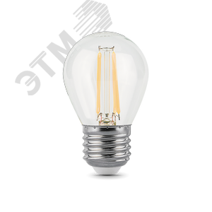 Лампа светодиодная филаментная LED 5 Вт 450 лм 4100К AC185-265В E27 шар P45 нейтральный диммируемая Black Filament