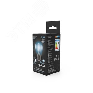 Лампа светодиодная филаментная LED 11 Вт 830 лм 4100К AC150-265В E27 шар P45 нейтральный  Black Filament Gauss 105802211 GAUSS - 6