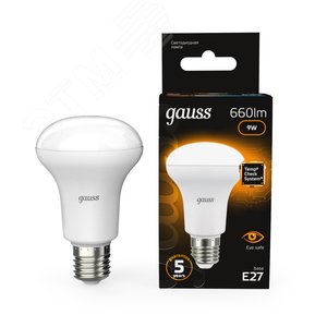 Лампа светодиодная LED 9 Вт 660 лм 3000К грибок R63 теплый E27 AC 220В Black - фото 11