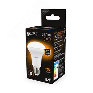 Лампа светодиодная LED 9 Вт 660 лм 3000К грибок R63 теплый E27 AC 220В Black - фото 13