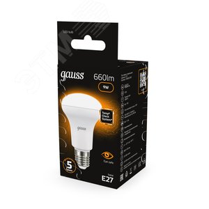 Лампа светодиодная LED 9 Вт 660 лм 3000К грибок R63 теплый E27 AC 220В Black - фото 14