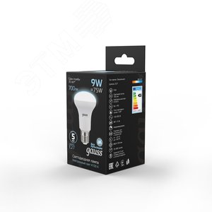 Лампа светодиодная LED 9 Вт 700 лм 4100К AC150-265В E27 грибок R63 нейтральный Black 106002209 GAUSS - 5