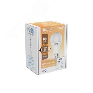 Лампа светодиодная умная 10 Вт 1055 лм 2700К AC 220-240В E27 А60 (груша) Управление по Wi-Fi, диммируемая Smart Home Gauss 1070112 GAUSS - 4