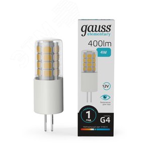 Лампа светодиодная LED 4 Вт 400 лм 4100К капсула нейтральный G4 AC/DC 12В керамическая низковольтная Elementary - фото 2