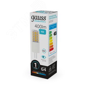 Лампа светодиодная LED 4 Вт 400 лм 4100К капсула нейтральный G4 AC/DC 12В керамическая низковольтная Elementary - фото 4
