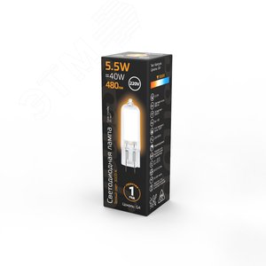 Лампа светодиодная LED 5.5 Вт 480 лм 3000К AC220-240В G4 капсула теплая стеклянная Black 107807105 GAUSS - 5