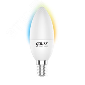 Лампа светодиодная умная 5 Вт 470 лм 2700-6500К AC 220-240В E14 свеча Управление по Wi-Fi, изменение цветовой температуры и диммирование Smart Home Gauss