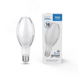 Лампа светодиодная LED 30 Вт 2950 лм 6500К AC180-240В E40 цилиндр Т100 холодная  Basic Gauss 11834332 GAUSS - 2