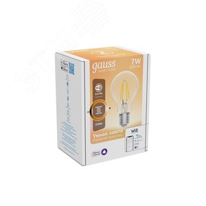 Лампа светодиодная умная 7 Вт 806 лм 2700К AC 220-240В E27 А60 (груша) Управление по Wi-Fi, диммируемая Smart Home Gauss 1200112 GAUSS - 4