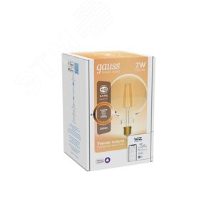 Лампа светодиодная умная 7 Вт 740 лм 2500К AC 220-240В E27 шар G95 Управление по Wi-Fi, диммируемая Smart Home 1320112 GAUSS - 4