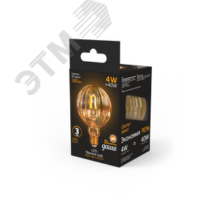 Лампа светодиодная LED 4 Вт 380 Лм 2400К теплая Е27 G100 golden Baloon Filament - фото 3