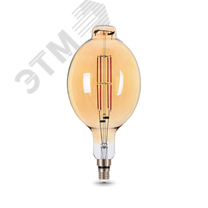 Лампа светодиодная филаментная LED 8 Вт 780 лм 2400К AC185-265В E27 BT180 теплая золотистая колба Black Filament Gauss