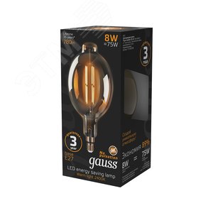 Лампа светодиодная филаментная LED 8 Вт 780 лм 2400К BT180 теплый E27 AC 220В золотистая колба Black Filament - фото 4