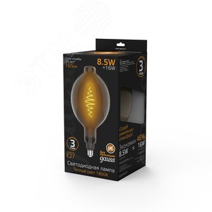 Лампа светодиодная филаментная LED 8.5 Вт 165 лм 1800К BT180 теплый E27 AC 220В серая колба Black Filament - фото 3