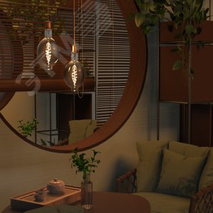 Лампа светодиодная филаментная LED 8.5 Вт 165 лм 1800К BT180 теплый E27 AC 220В серая колба Black Filament - фото 5