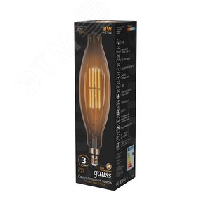 Лампа светодиодная филаментная LED 6 Вт 780 лм 2400К цилиндр Т120 теплый E27 AC 220В золотистая колба Black Filament - фото 4