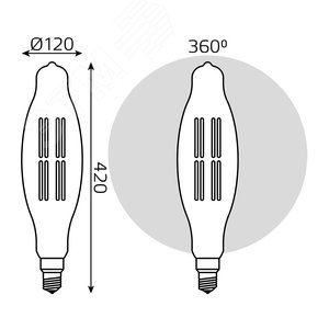 Лампа светодиодная филаментная LED 6 Вт 780 лм 2400К цилиндр Т120 теплый E27 AC 220В золотистая колба Black Filament - фото 7