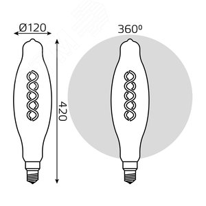 Лампа светодиодная филаментная LED 8 Вт 620 лм 2400К цилиндр Т120 теплый E27 AC 220В золотистая колба Black Filament - фото 7