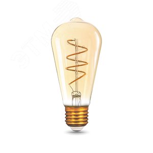 Лампа светодиодная филаментная LED 6 Вт 360 лм 2400К AC185-265В E27 ST64 теплая золотистая колба Black Filament Gauss 157802006 GAUSS - 4
