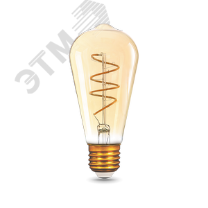 Лампа светодиодная филаментная LED 6 Вт 360 лм 2400К AC185-265В E27 ST64 теплая золотистая колба Black Filament Gauss