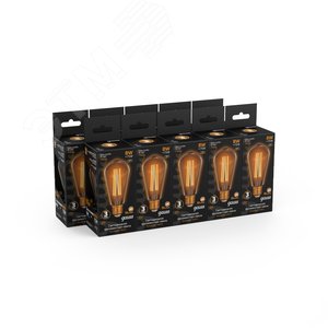 Лампа светодиодная филаментная LED 8 Вт 740 лм 2400К ST64 теплый E27 AC 220В золотистая колба Black Filament - фото 4