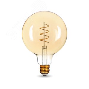 Лампа светодиодная филаментная LED 6 Вт 360 лм 2400К AC185-265В E27 шар G125 теплая золотистая колба Black Filament Gauss 158802008 GAUSS - 4