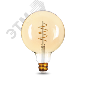 Лампа светодиодная филаментная LED 6 Вт 360 лм 2400К AC185-265В E27 шар G125 теплая золотистая колба Black Filament Gauss